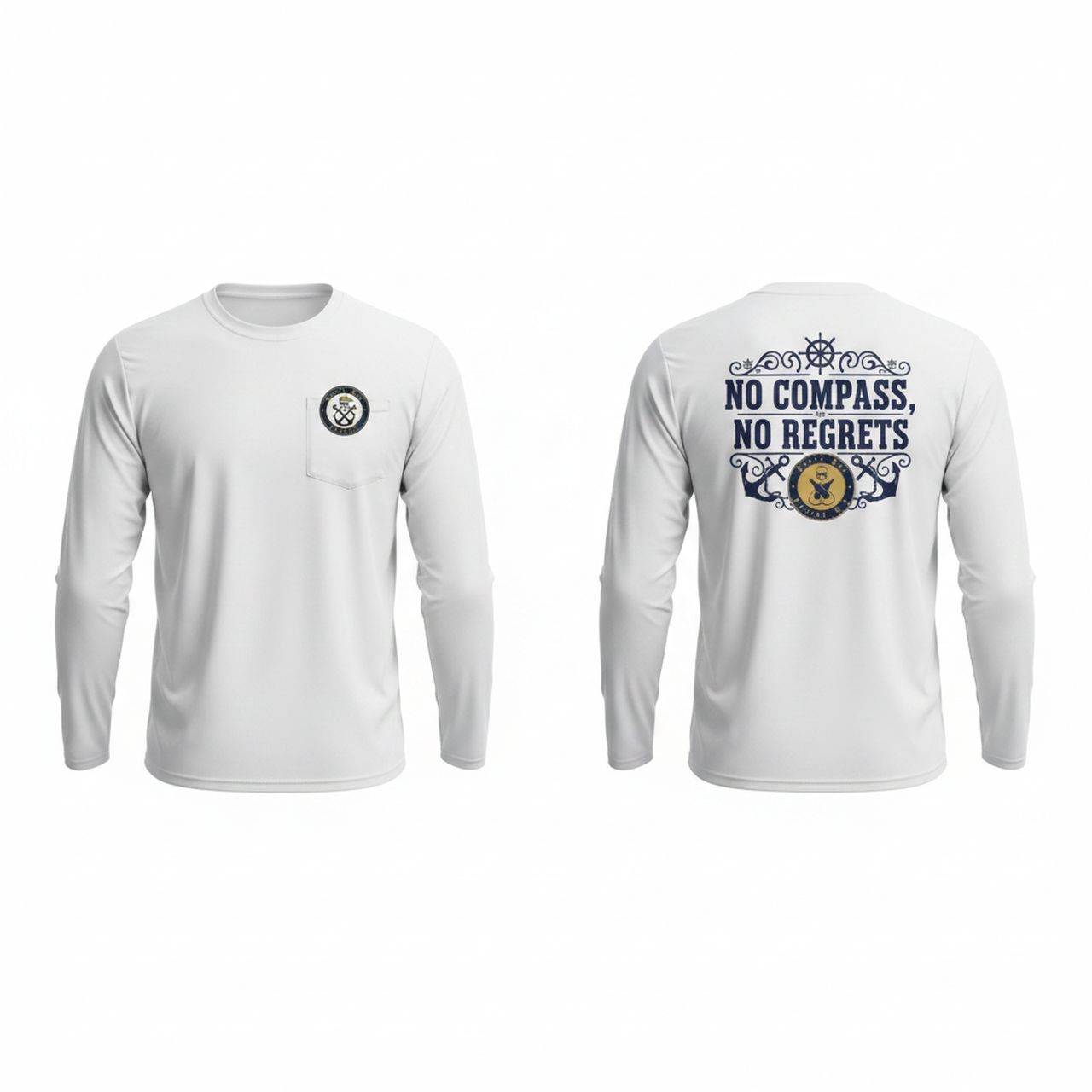Long Sleeve Fishing Shirt — "No Compass, No Regrets"