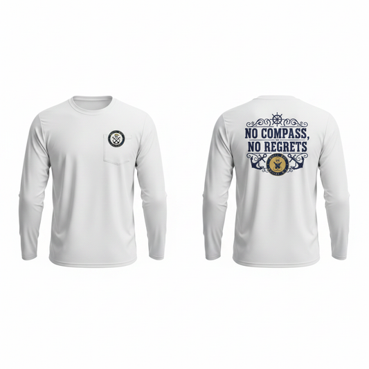 Long Sleeve Fishing Shirt — "No Compass, No Regrets"